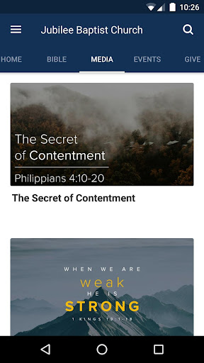 Android application Jubilee Baptist Church screenshort