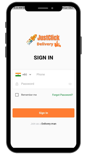 JustClick - Delivery Partner Screen 2