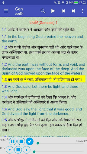 Android application Hindi English Audio Bible Pro screenshort