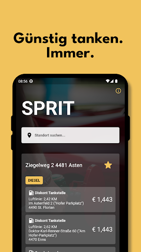 Android application Sprit: Günstig tanken screenshort