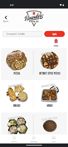 Screenshot of Rounders Pizza App