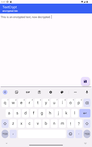 TextCrypt Screen 3