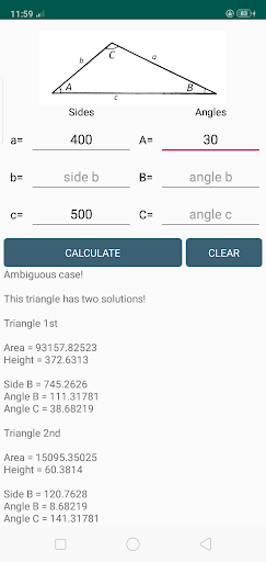 Triangle + Trigonometry Calc Screen 2