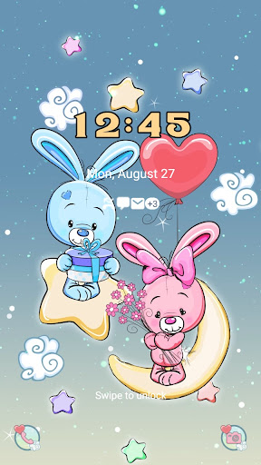 Rabbits in Night Sky-Wallpaper Screen 2