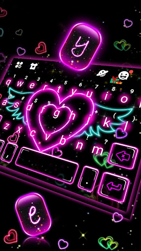 Neon Heart Wings Keyboard Them Screen 2