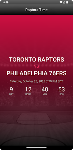 Android application Raptors Time screenshort