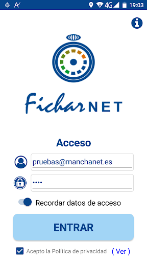 Android application FicharNet screenshort