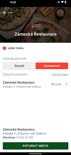 Android application Zámecká restaurace screenshort
