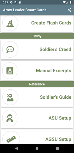 Android application Army Leader Smart Cards screenshort