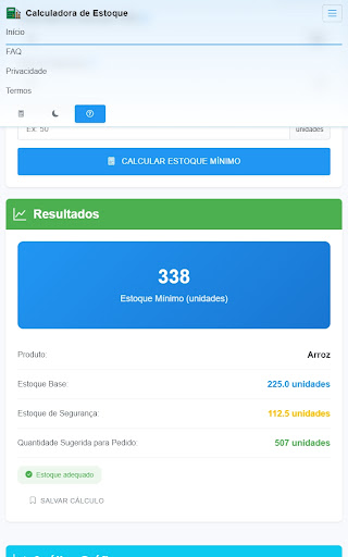 Calculadora de Estoque Mínimo
