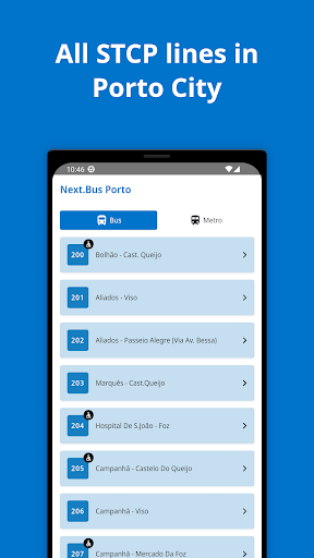 Android application Next.Bus Porto: Bus Schedules screenshort