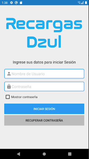 Android application RecargasDzul screenshort