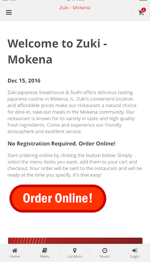 Android application Zuki Mokena Online Ordering screenshort