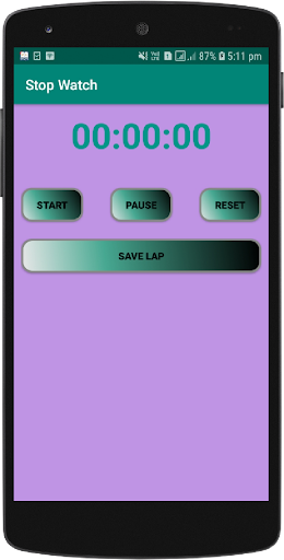 Android application Stop Watch screenshort