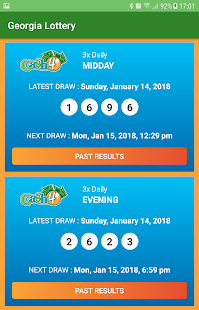 Georgia Lottery Results Screenshot