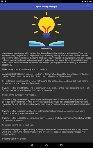 Speed reading technique