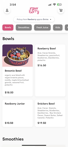 Android application Rawberry screenshort