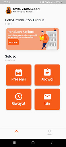 Android application Presensi SMKN 2 KRAKSAAN screenshort