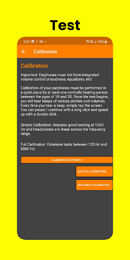 Hearing test Screen 2