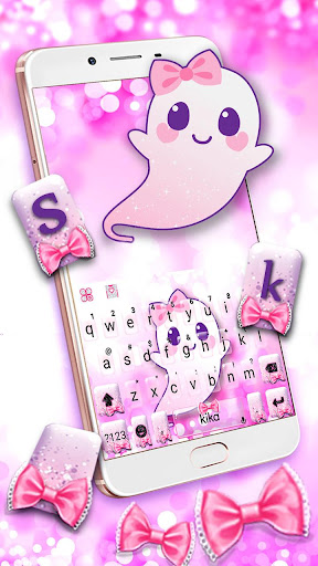 Lovely Pink Ghost Keyboard The Screen 2