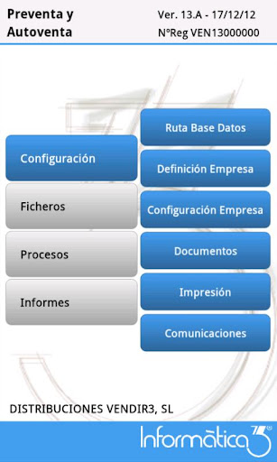 Android application Vendir3, Preventa y Autoventa screenshort