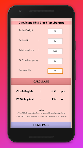 Perfusion Calculator Screen 3