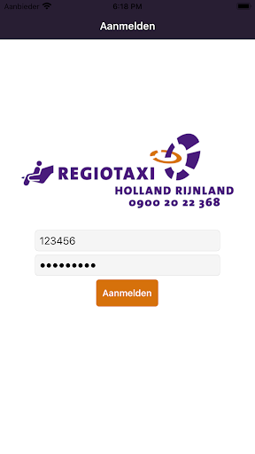 Android application Regiotaxi Holland Rijnland screenshort