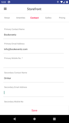 Bookeventz Venue App Screen 2