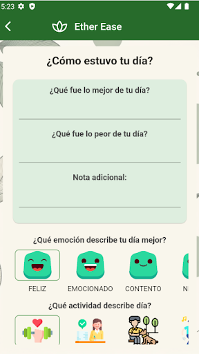 Ether Ease: Mood Journal Screen 3