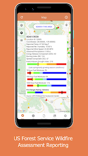 Wildfire - Captura de pantalla de información del mapa de incendios