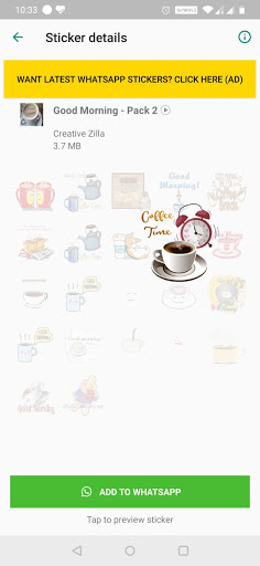 Android application Animated Good Morning Stickers screenshort