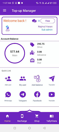 Android application Topup Manager screenshort