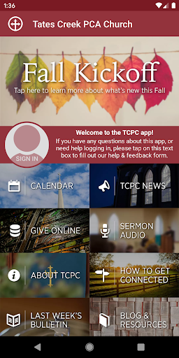 Android application Tates Creek Church screenshort