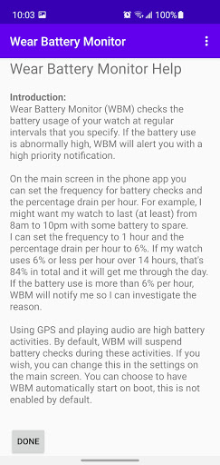 Wear Battery Monitor Screen 2