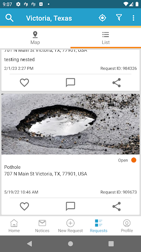 Screenshot of Victoria, Texas 311