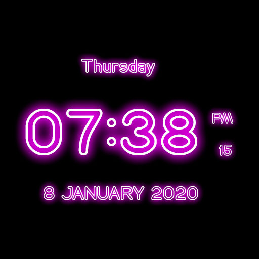 Neon Digital Clock Wallpaper Logo