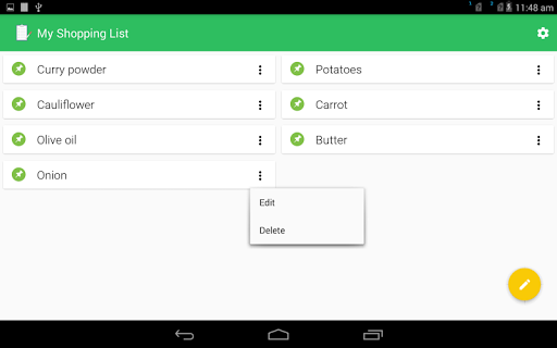 Screenshot of My Shopping List - to do list