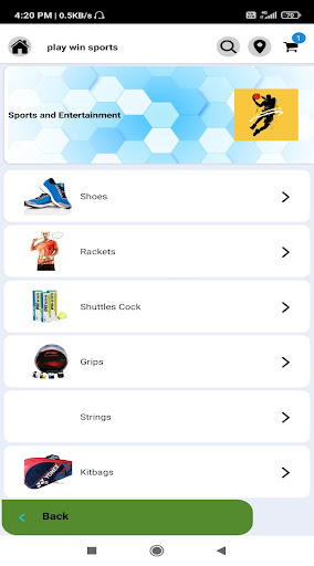 Racket Store Screen 2