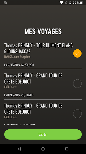 Android application Mon Roadbook screenshort