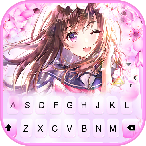 Sakura Anime Girl Keyboard Bac logo