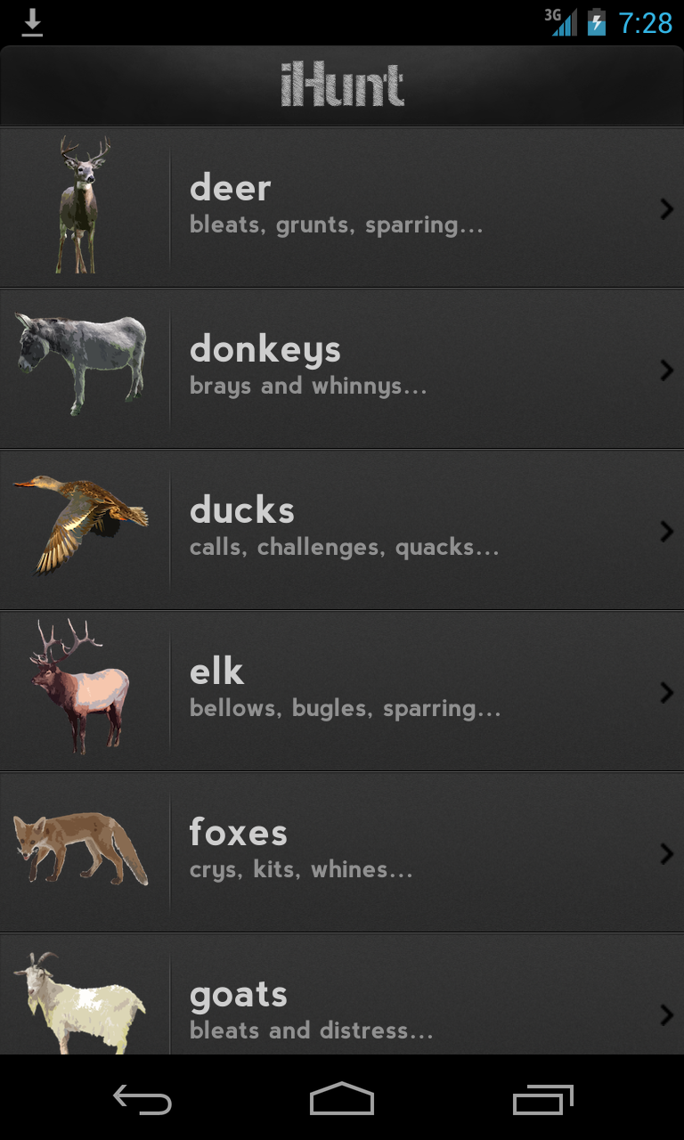 Android application iHunt Calls: 600 hunting calls screenshort