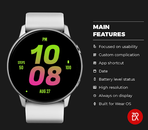 Green Pink Bold Watch Face Screen 2