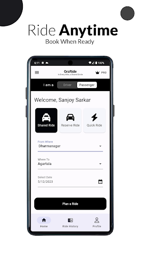 Android application OraRide - Request a ride screenshort
