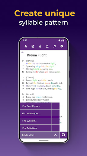 Screenshot of Lyrics Notepad - Song Writing