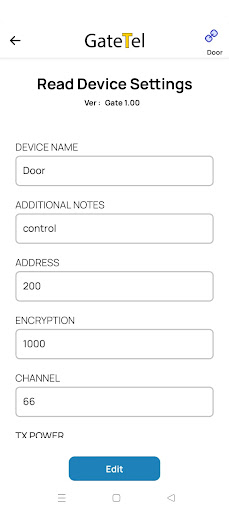 GateTel Technician LoRa App Screen 3