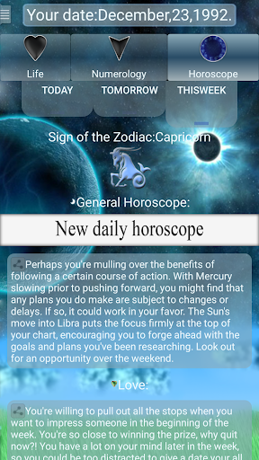 Android application Horoscope of the century screenshort