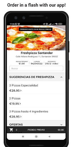 Android application Freshpizza Santander screenshort