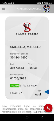 Android application SALUD PLENA screenshort