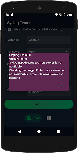 Syslog Tester Screen 2