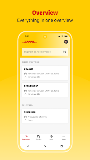 Android application My DHL screenshort